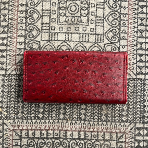Mulberry Inspired Red Ostrich Long Wallet - Picture 2 of 6
